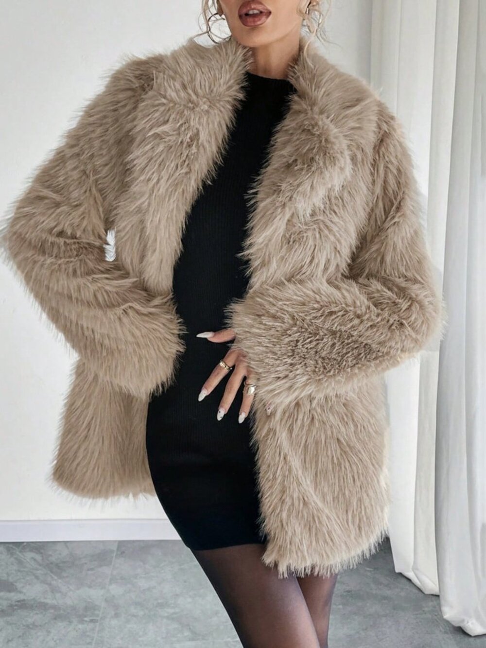 Camel Casual Women's Long Fur Coat